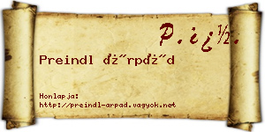 Preindl Árpád névjegykártya